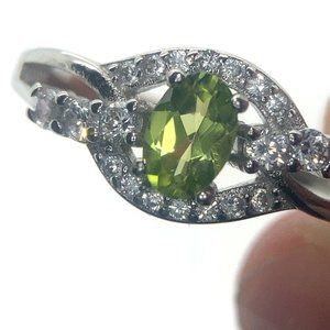 Peridot .54ct Platinum Finish Solid 925 Sterling Silver Ring